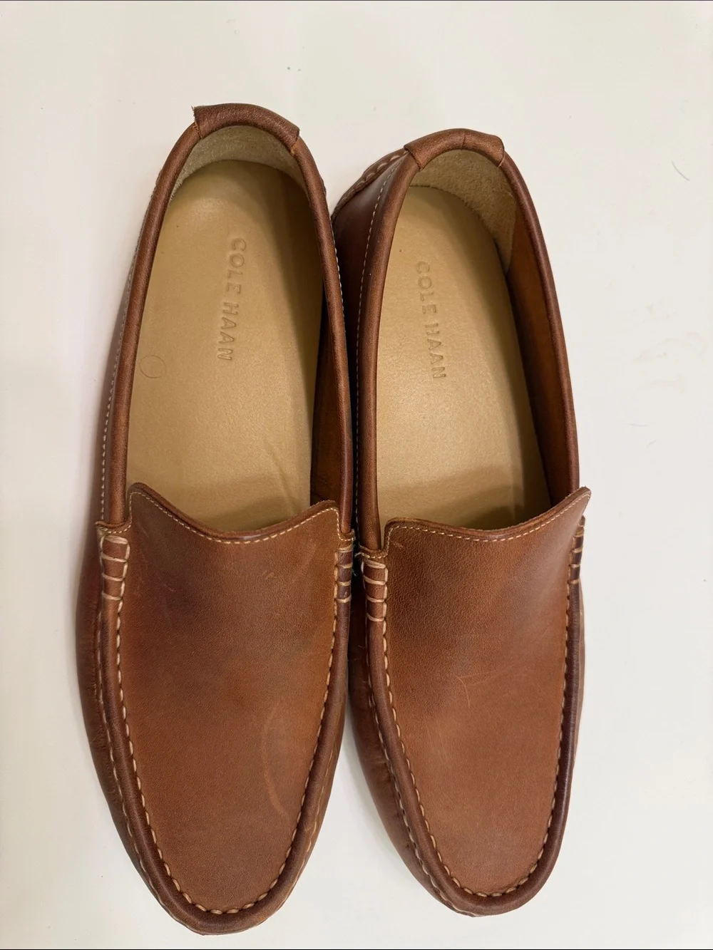Cole Haan Men’s Chestnut Brown Leather Slip-On Loafers